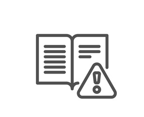 Instruction manual line icon. Warning book sign. Caution alert symbol. Quality design element. Linear style instruction manual icon. Editable stroke. Vector