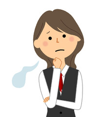 ため息をつく制服姿の女性