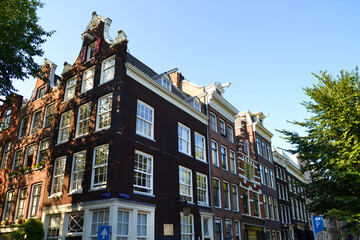 Fototapeta premium Beautiful facades of houses in Amsterdam, The Netherlands