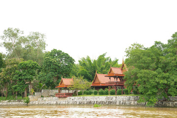 Thai style house with high hills,  isolated on a white background.