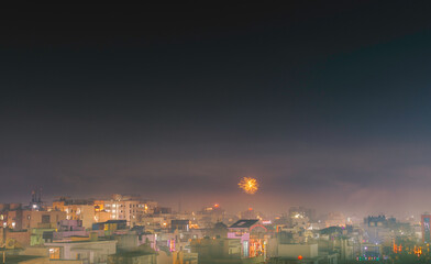 night city view of Nagpur, India during Diwali.