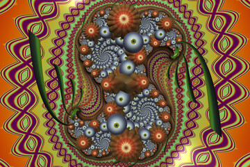 Computer-generated 3D fractal. Abstract fractal illustration in bright color.Abstract shapes in color.