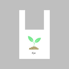 WebBiodegradable plastic bag with leaf design. Vector icon