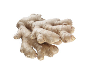 Whole fresh ginger root isolated on white