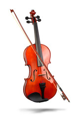 Classic violin and bow on white