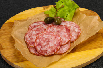 Spanish Salchichon sausage with salad