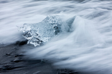 Icebergs in Surf by Jokulsarlon, Iceland