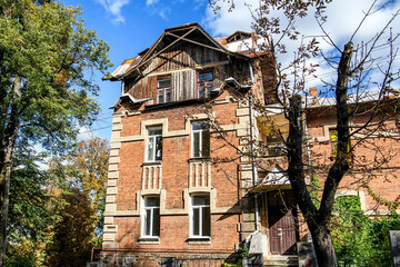 The famous historical estate in the park above the river Southern Bug in Vinnytsia, Ukraine. September 2020