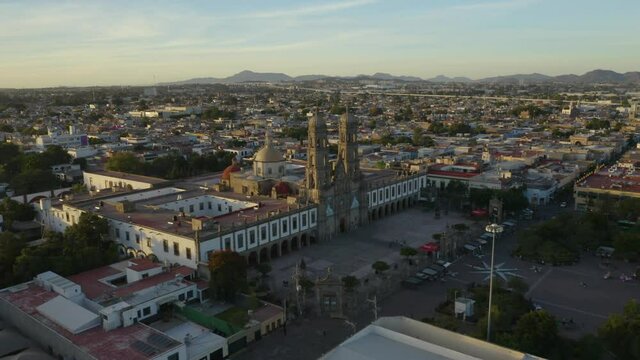 Aerial, Basilica of Our Lady of Zapopan Backwards Flight, Guadalajara, Mexico