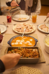Holiday Feast at Home, Dining room table filled with plates
