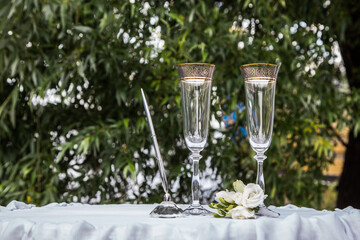 champagne glasses on the table