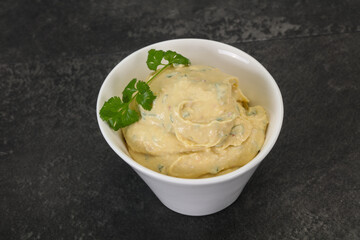 Hummus snack with olive oil
