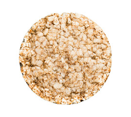 round crispbread, top view, isolate on white background