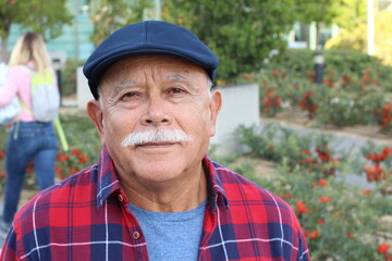 Ethnic senior man with a mustache 
