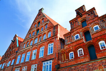 Typcal old buildings (brick gothic) in Luneburg, Germany, Europe. 