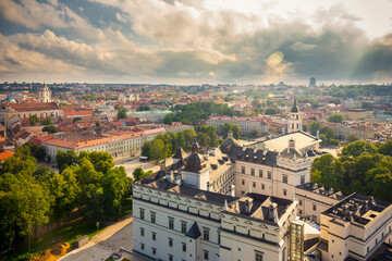 Fototapeta na wymiar Aerial view on Vilnius, the capital of Lithuania.
