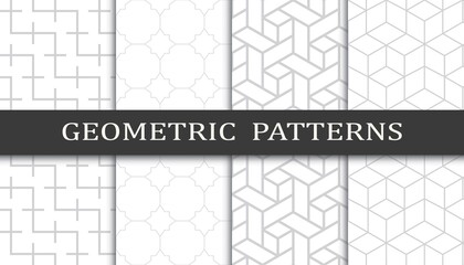 Set of geometric seamless patterns. Abstract geometric graphic design print pattern. Seamless geometric gray lines pattern.