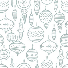 Christmas pattern with Christmas decorations. Christmas tree toys. Vector image, clipart, editable details. For backgrounds, packaging, textile and various other designs.