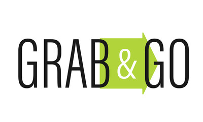 Grab and Go text banner. Clipart image - obrazy, fototapety, plakaty