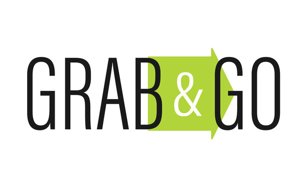 Grab and Go text banner. Clipart image