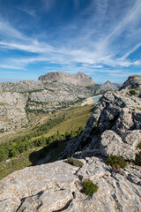 Fototapeta na wymiar paisaje carstico de Na Franquesa, 1067 mts, Paraje natural de la Serra de Tramuntana, Mallorca, balearic islands, Spain