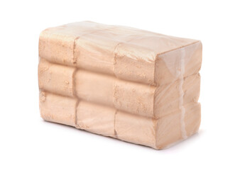 Packed organic pressed sawdust fuel briquettes