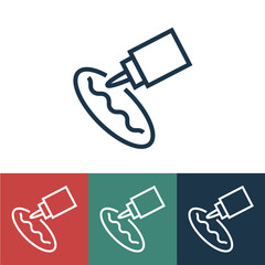 Linear vector icon with hot dog and sauce