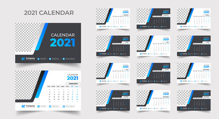 Desk Calendar For 2021. Unique & Minimal Design. Light & Dark Variation 