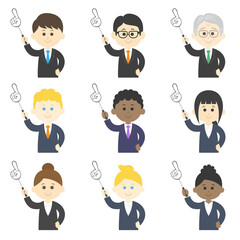 指し棒で解説する人のイラストセット