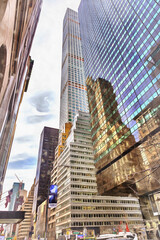 Fototapeta na wymiar View on scyscrapes in New York City colorful painting