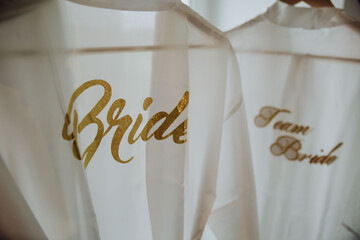 bride and bridesmaid dress, dressing gown
