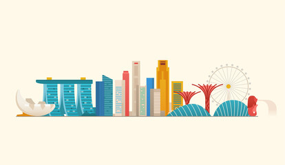 Singapore skyline. Famous places and landmarks. - 392920290