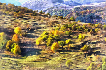 Colorful painting of Tandzut valley