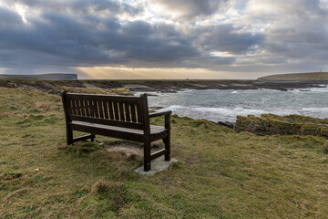 bench on a hill in Orkney