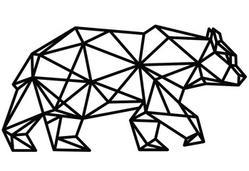 Bear drawn by lines, vector, triangles, abstract, decor