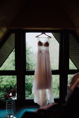 hanging wedding dress