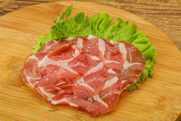 Smoked pork neck slices snack