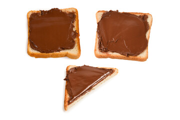 Сhocolate paste sandwich isolated on white background.