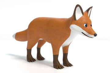 3D Illustration of a Cartoon Fox