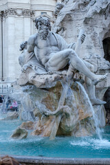 Fountain of the Four Rivers, built by Bernini in 1651, piazza Navona, Roma, Lazio, Italia