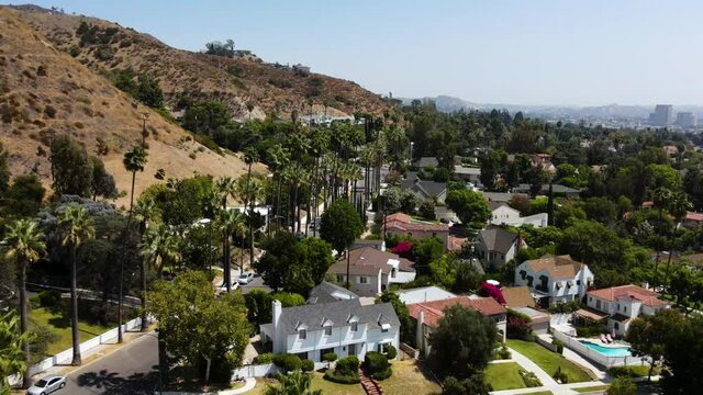Aerial shot of quiet neighborhood in Glendale, California