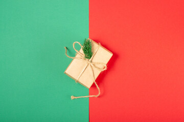 Gift box wrapped in kraft paper. Gift shopping concept, online store