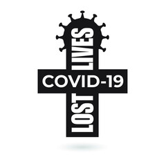 Covid-19 lives lost tombstone cross vector