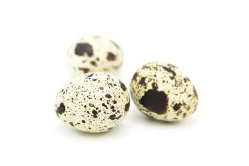Quail organic eggs isolated on white background	