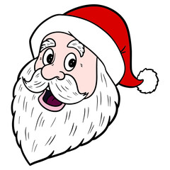 santa claus head with red winter hat and beard