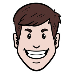 evil laughing man head. comic, avatar, illustration, isolated.