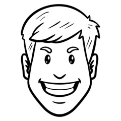 evil laughing man. head, avatar, outline, monochrome.