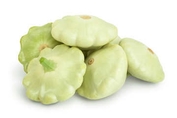 green pattypan squash isolated on white background, Clipping path and full depth of field