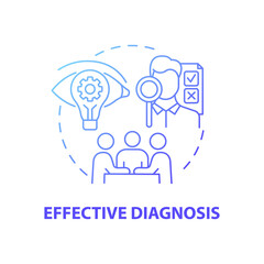 Effective diagnosis concept icon. Business consulting stage idea thin line illustration. Examining each organization area. Identifying problems. Vector isolated outline RGB color drawing