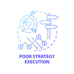 Poor strategy execution concept icon. Business challenges idea thin line illustration. Uncertainty about market realities. Market competition. Vector isolated outline RGB color drawing